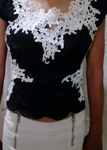 Elegant Black Lace Off-Shoulder Top