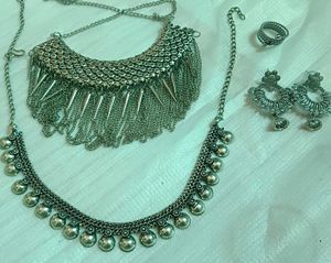 Silver😍Oxidised Jwellery Set