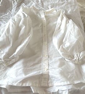 White Bishop Sleeve Blouse