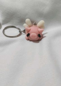 Cute Pink winged pig keychain