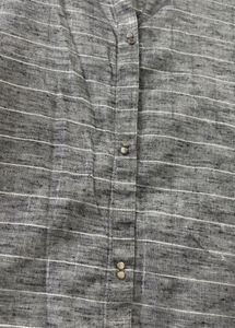 Grey Cotton Blend Linen Kurta