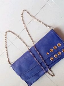 Attractive Blue Sling Bag With Chain