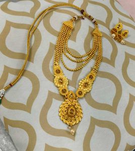 Elegant gold plated long haram Necklace set