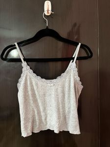 PRIMARK Grey Cami Top With Lace Details