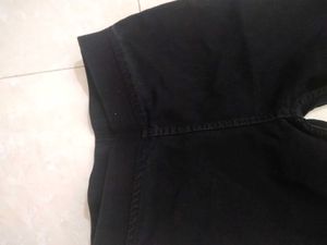 Black denim jeggings.