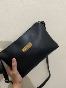 Black Crossbody Bag with Charming Bracelet