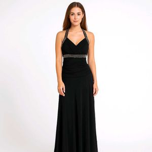 Elegant Black Halter Maxi Dress
