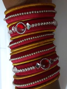 2.4 Hand Made Silk Thread  Bangle Set For Sale