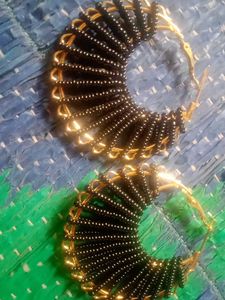 Black Beaded Hoop Earrings