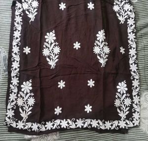 Embroidered Brown Kurta Pant Set