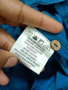 Beautiful Blue Colour High Low Shirt Pattern Top