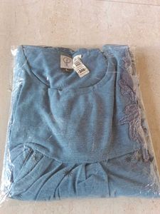 Aqua Floral Embellished Top