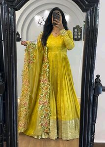 Orange Beautiful Gown Available In 3 Colour Teej