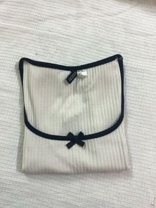 Ribbed Top with Bow Detail