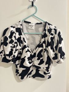 Cow Print Puff Sleeve Top