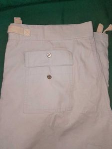 Sky blue Cotton Capri Cargos With Adjustable Waist