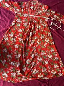 Red Floral Print Lounge Set
