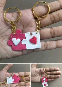 Heart Puzzle Keychain Set 🩷🤍