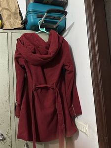 Maroon Winter Coat with Beanie