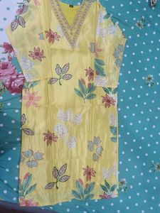 Yellow Embroidered Kurta Pant Set