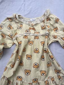 Cute Bear Print Long Sleeve Top