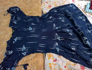 Navy Leaf Print Dress