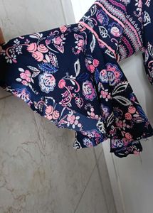 Floral Print Bell Sleeve Kurti