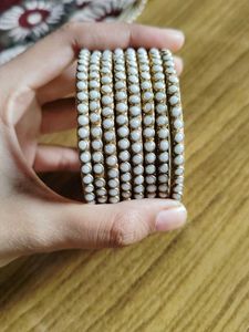 White &amp; Gold Bangle Set