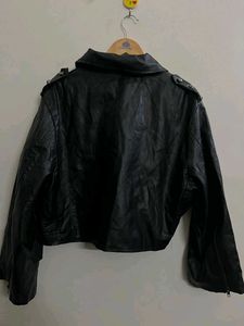 Vintage Cropped Leather Moto Rider Jacket