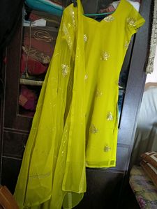 Georgette Kurti,Churidar,Dupatta Set With Sequence