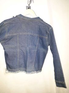 Denim Jacket with Pearl Details