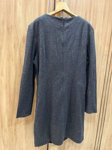 Gray Dress with Beaded Neckline - Size M