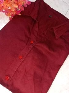 Red Cotton Shirt For Women ✨