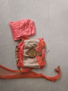 orange​/​pink anarkhali With Dupatta And Bottom