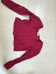 Red Sqaure Neck Cotton Top