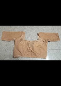 Tan Blouse with Short Sleeves