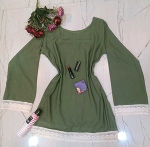 🆕 Handmade Pinteresty Olive Colour Kurta ✨🎀