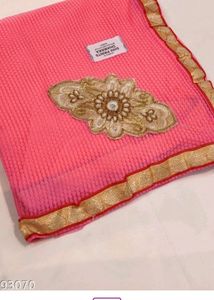Pink &amp; Gold Embroidered Saree