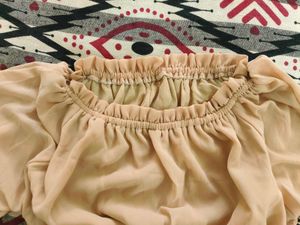 Ethereal Beige Off-Shoulder Blouse