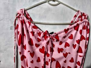 Heart Print Mini Dress Size : M