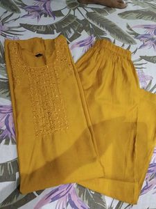 Mustard Kurta With Pant Set