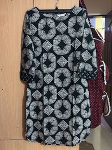Patterned Black Kurta