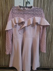 Mauve Ruffle Mini Dress