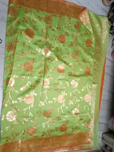 A New Saree In Green n Orange Shade