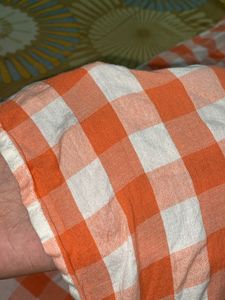 Pastel Orange And White Chequered Skirt