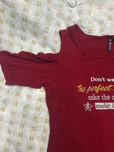 Jealous 21 Red Cold Shoulder Top