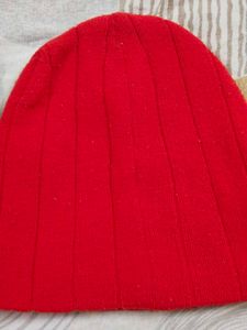 Red &amp; Blue Knit Baby Cap with Fun Patch