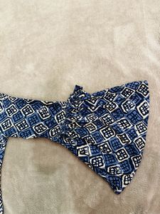 AKS Women Blue &amp; Off-White Ethnic Print Kurta