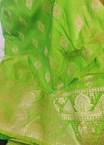 Green &amp; Gold Banarasi Silk Saree