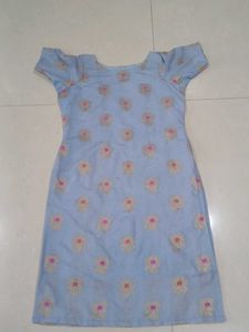 Powder Blue Banarasi Silk Kurti